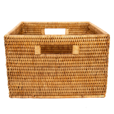 Artifacts Rattan™ Square Storage Basket With Handles: Honey Brown