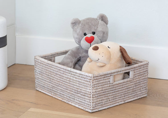 Artifacts Rattan™ Rectangular Basket with Cutout Handles: Honey Brown