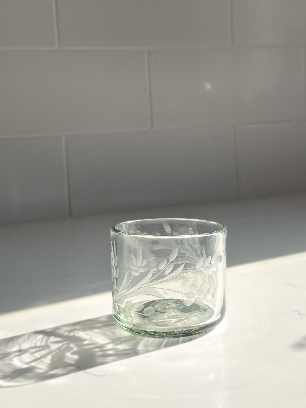 Hand-etched Tumbler Glass: Medium