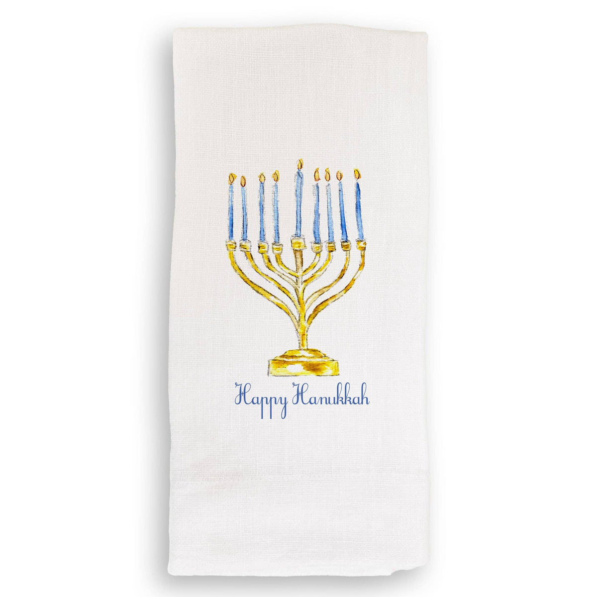 Menorah with Happy Hanukkah: White Square Pillow / Remove Words / -