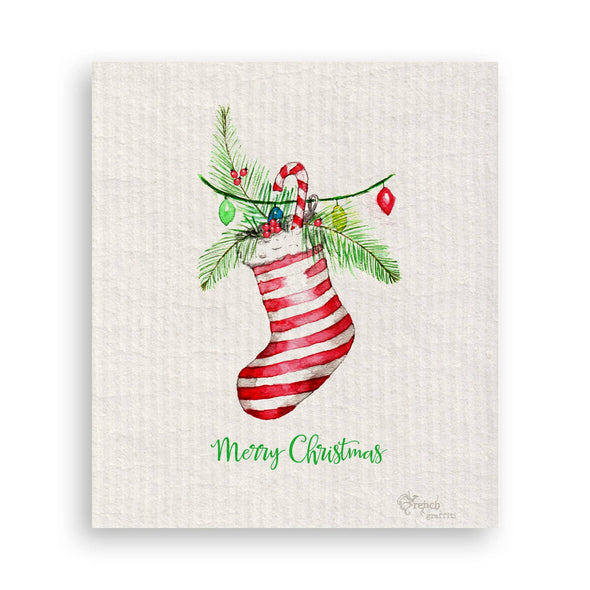 Stocking with Merry Christmas Guest Towel