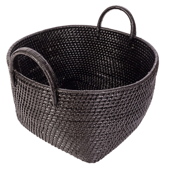 Artifacts Rattan™ Saboga Home Round Basket with Hoop Handles: Honey Brown