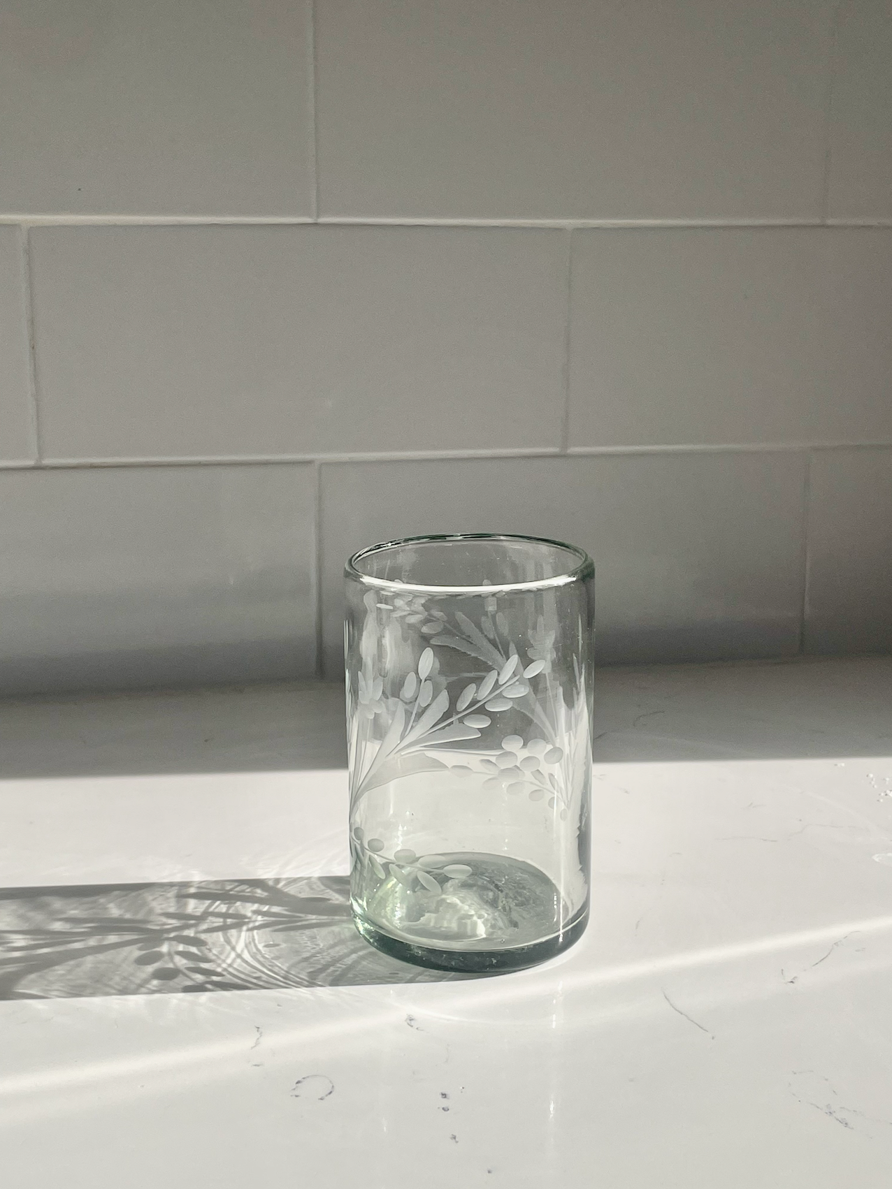 Hand-etched Tumbler Glass: Medium