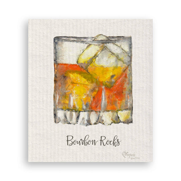 Bourbon Rocks Dishtowel (no words)