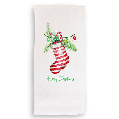 Stocking with Merry Christmas Guest Towel