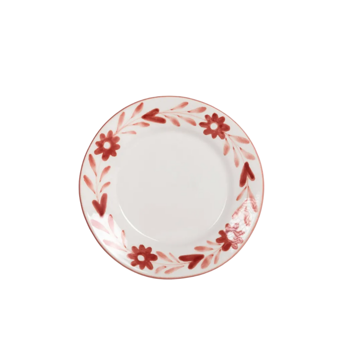 Red Flowers Dessert Plate