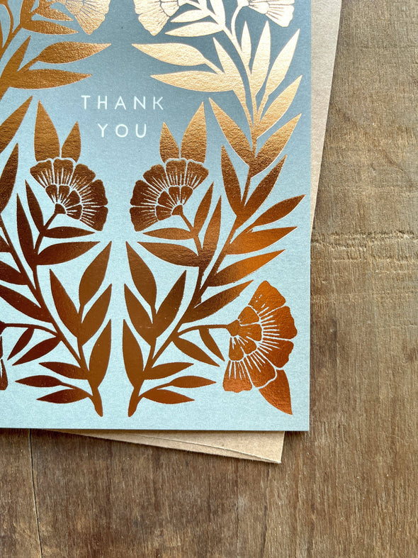 Thank You Gold Foil Floral Greeting Card