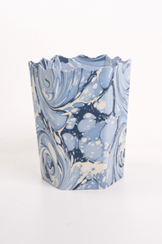 Ocean Wave Hand-Marbled Scallop Waste Bin / Storage Bin