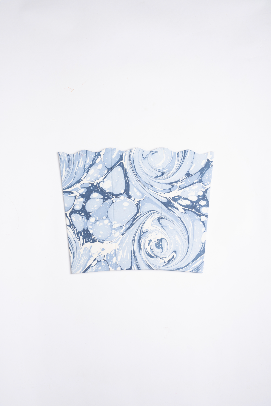 Ocean Wave Hand-Marbled Scallop Waste Bin / Storage Bin