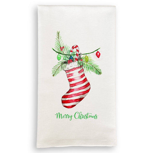 Stocking with Merry Christmas Guest Towel