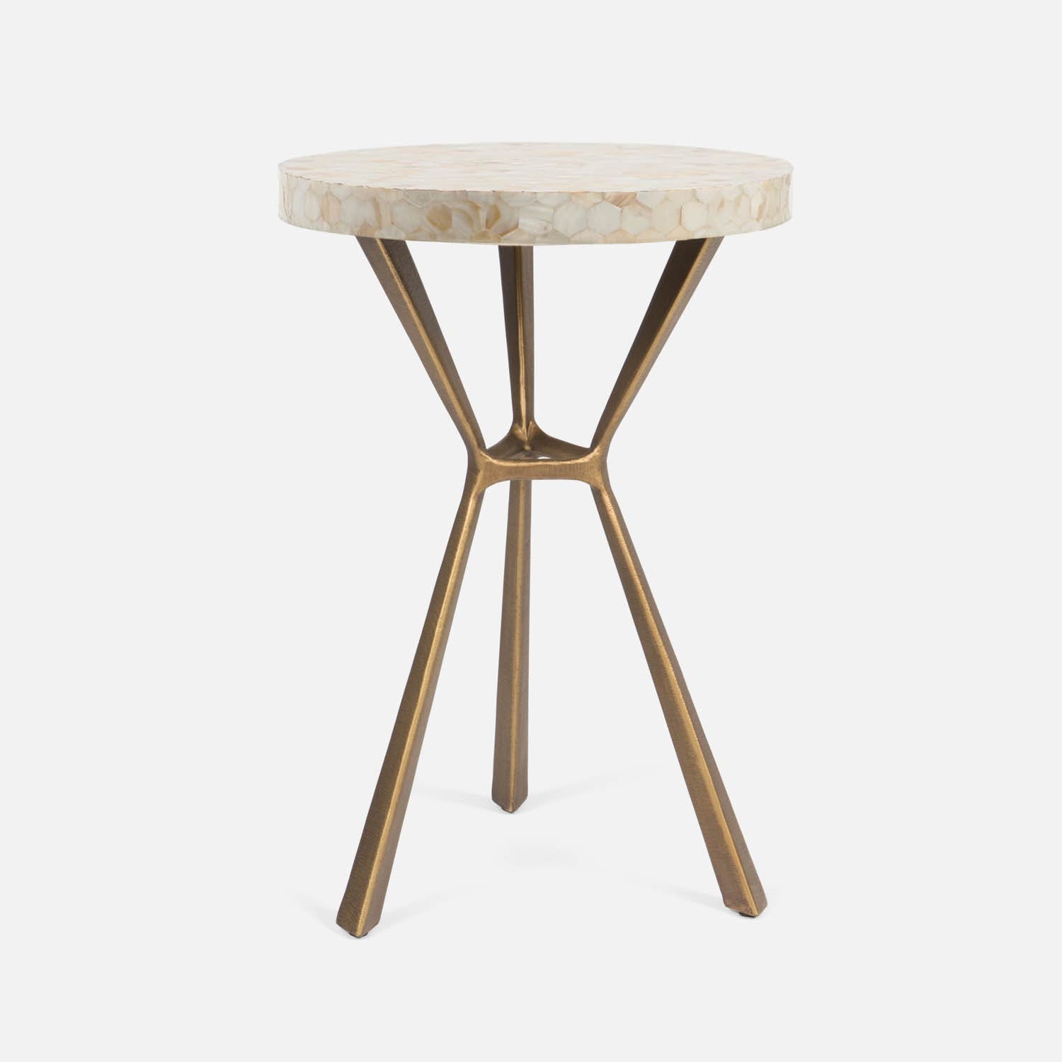 Paislee Brass Angular Tripod Table