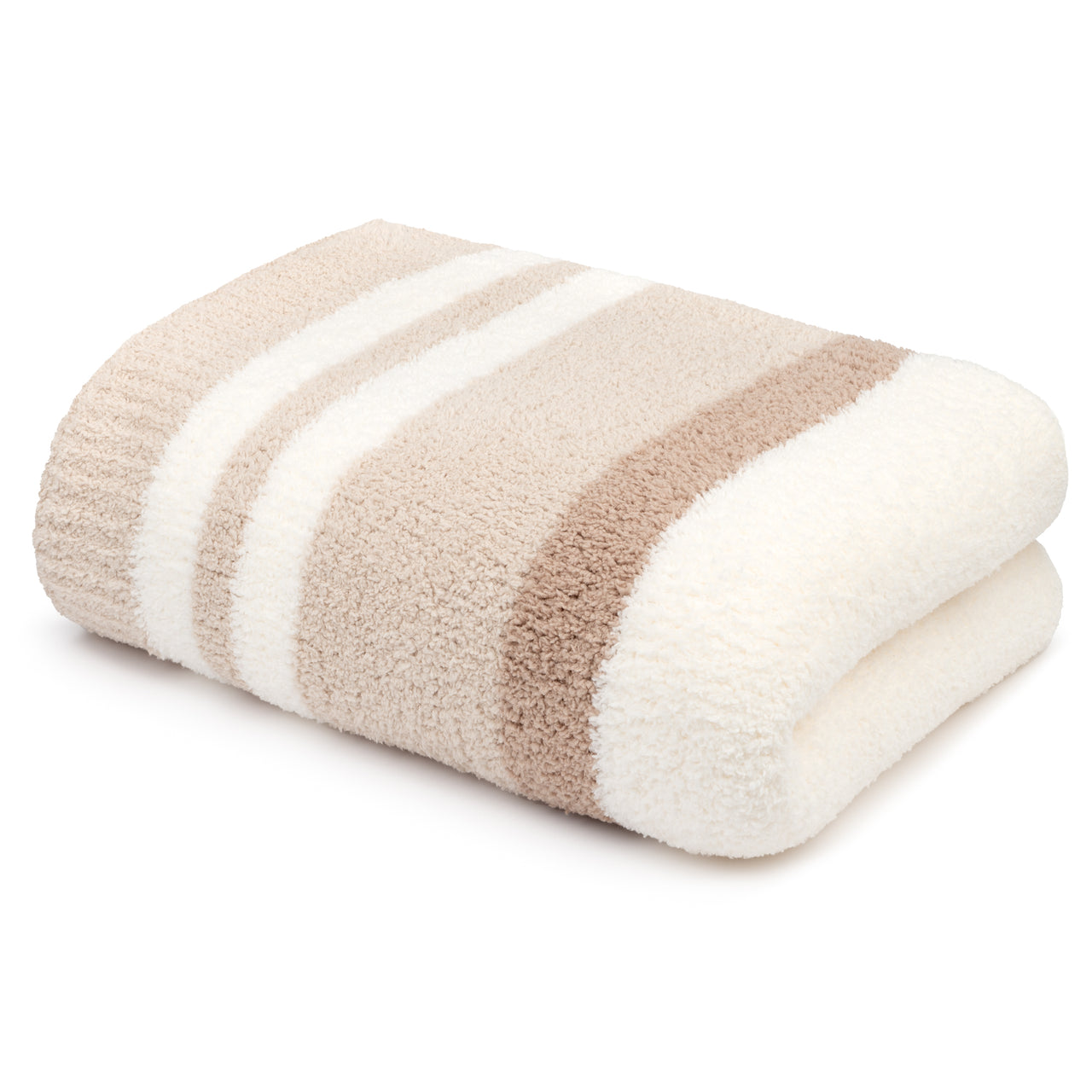 Ultra Soft Multi-Stripe Throw Bedding Kashwere Malt/Creme/Wheat 52" x 70" 