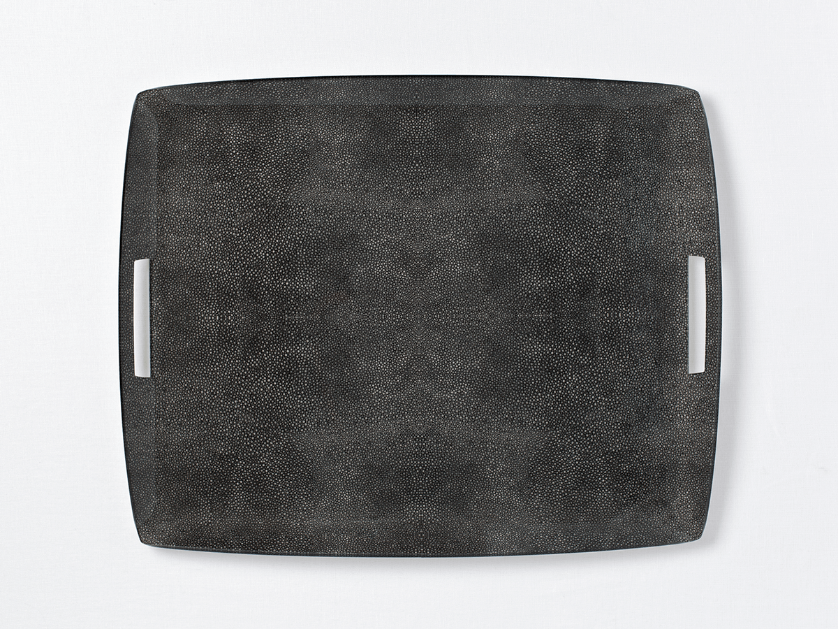 Anthracite Shagreen XL Serving Tray with Handles