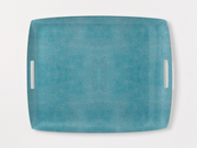 Turquoise Shagreen XL Serving Tray with Handles