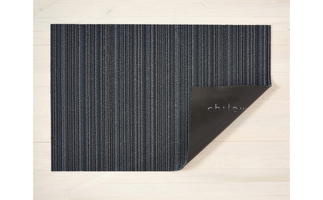 Skinny Stripe Shag Mat Rugs Chilewich 18" x 28" Blue 