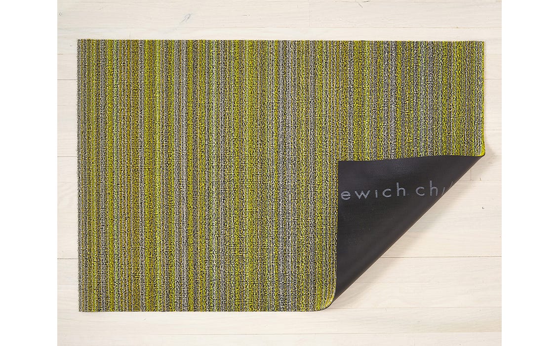 Skinny Stripe Shag Mat Rugs Chilewich 18" x 28" Citron 