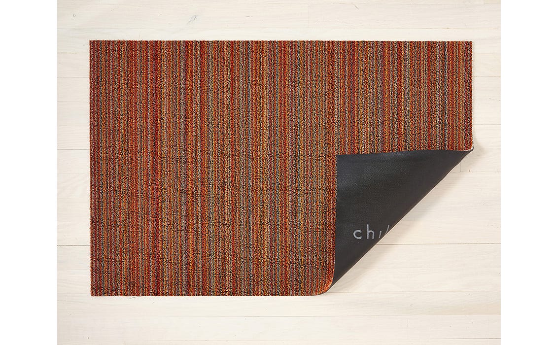 Skinny Stripe Shag Mat Rugs Chilewich 18" x 28" Orange 