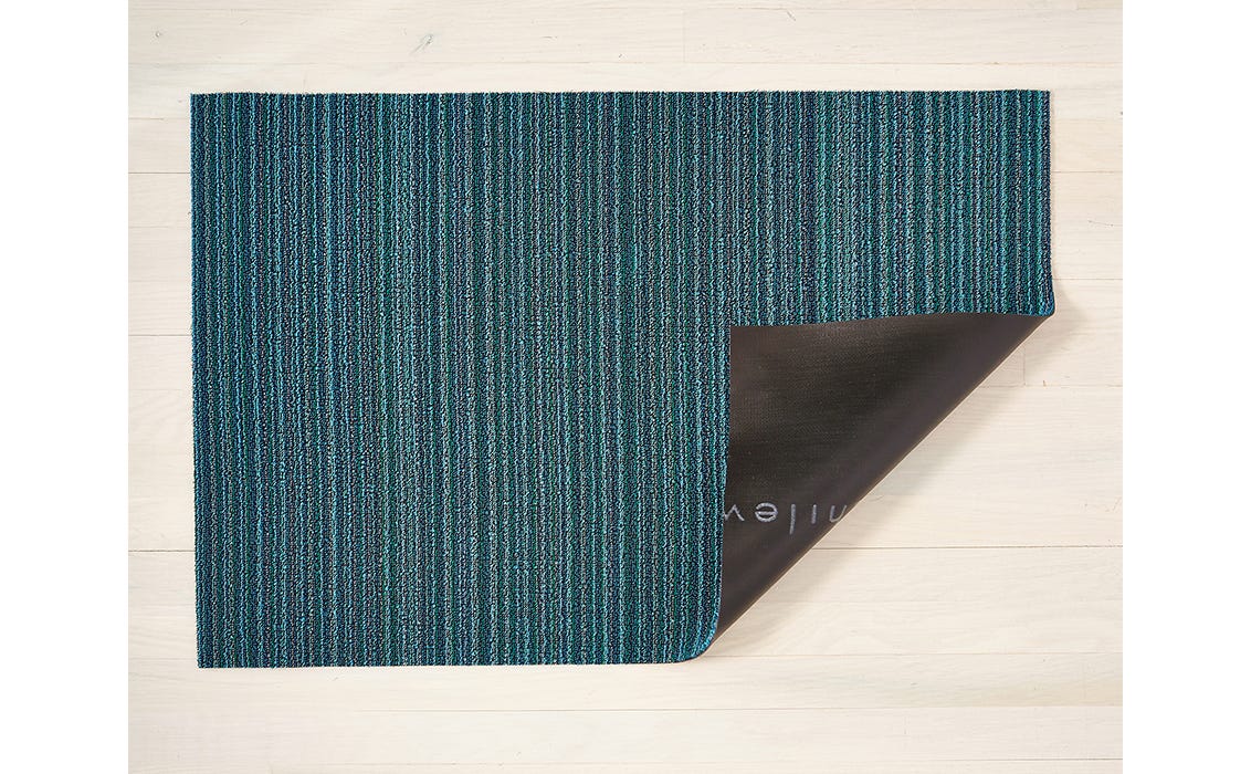 Skinny Stripe Shag Mat Rugs Chilewich 18" x 28" Turquoise 