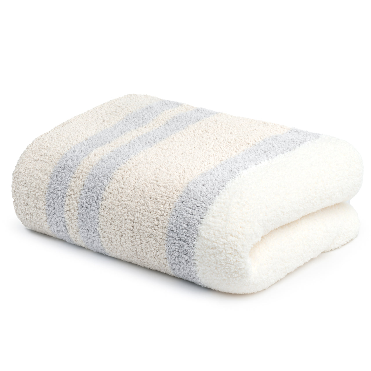 Ultra Soft Multi-Stripe Throw Bedding Kashwere Soapstone / Linen / Creme 52" x 70" 