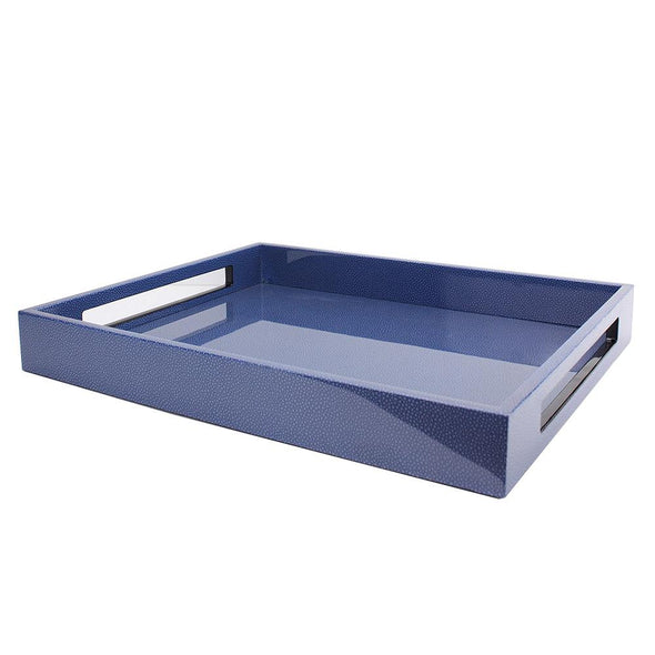 Blue Shagreen Lacquered Serving Tray