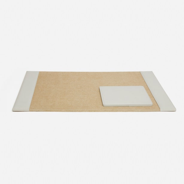 Asby Leather Desk Blotter & Square Mouse Pad Home Decor Pigeon and Poodle Light Gray Full-Grain Leather  