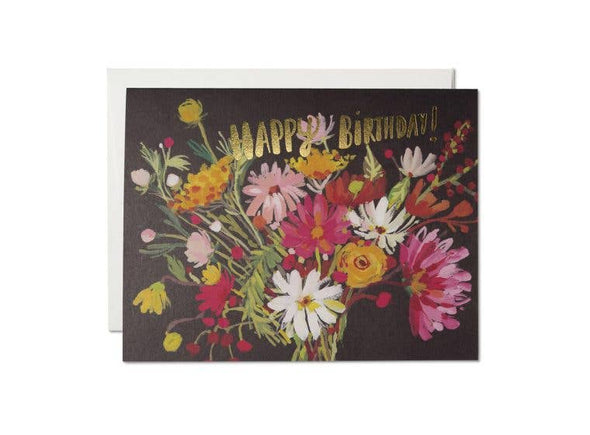 Vintage Happy Birthday Bouquet birthday greeting card