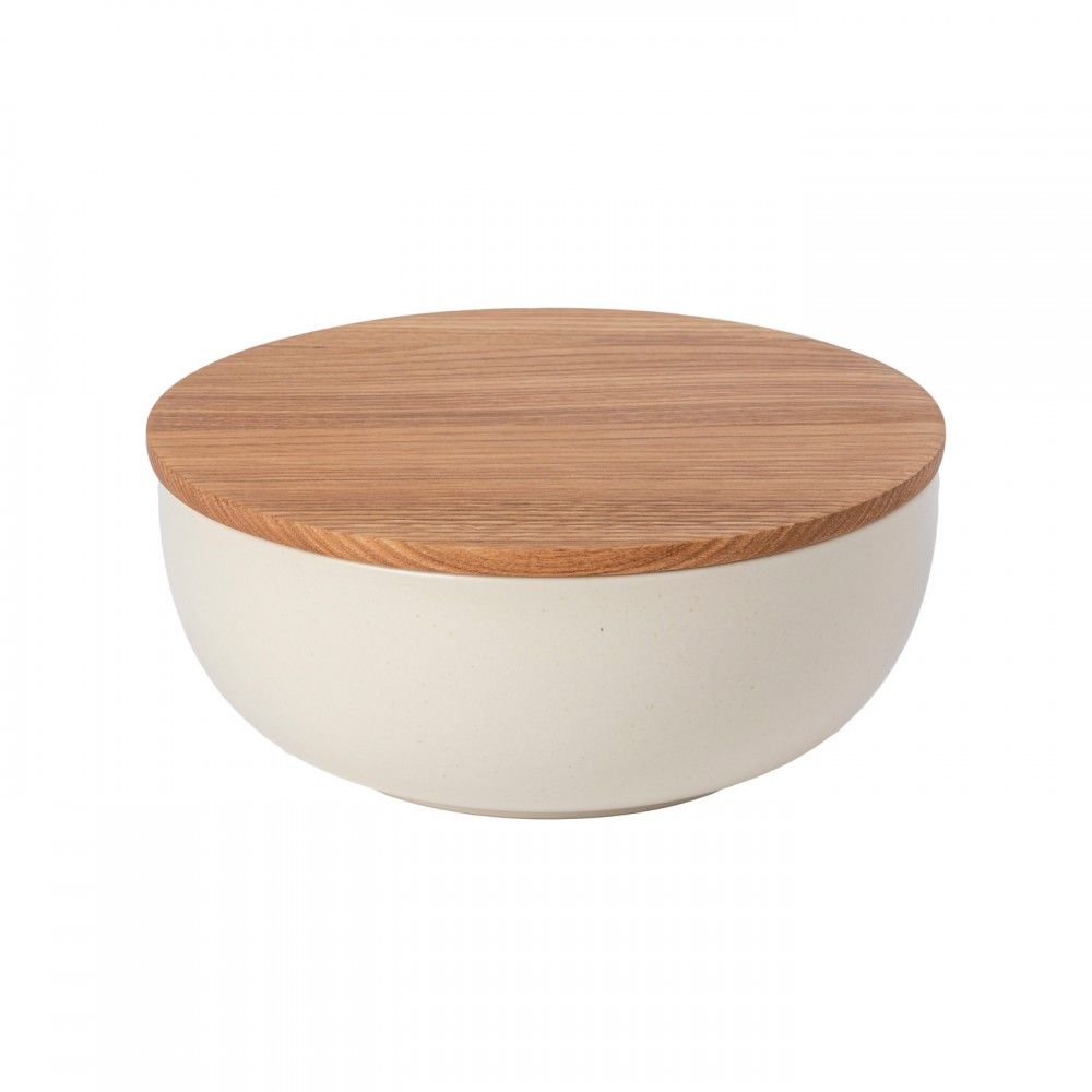 Pacifica Serving Bowl with 10" Oak Wood Lid Tabletop Casafina Salt  