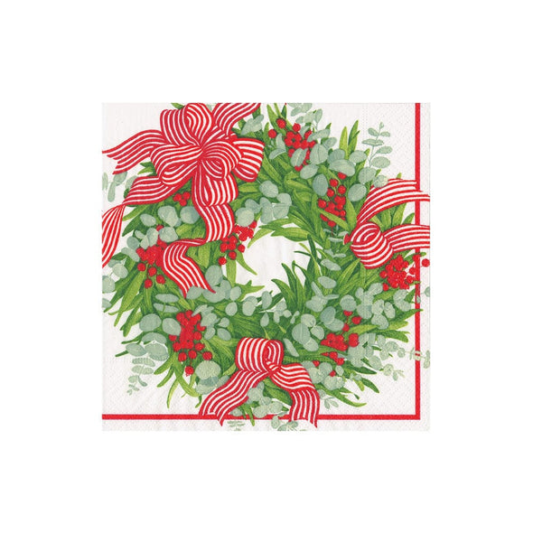 Ribbon Stripe Wreath Napkin