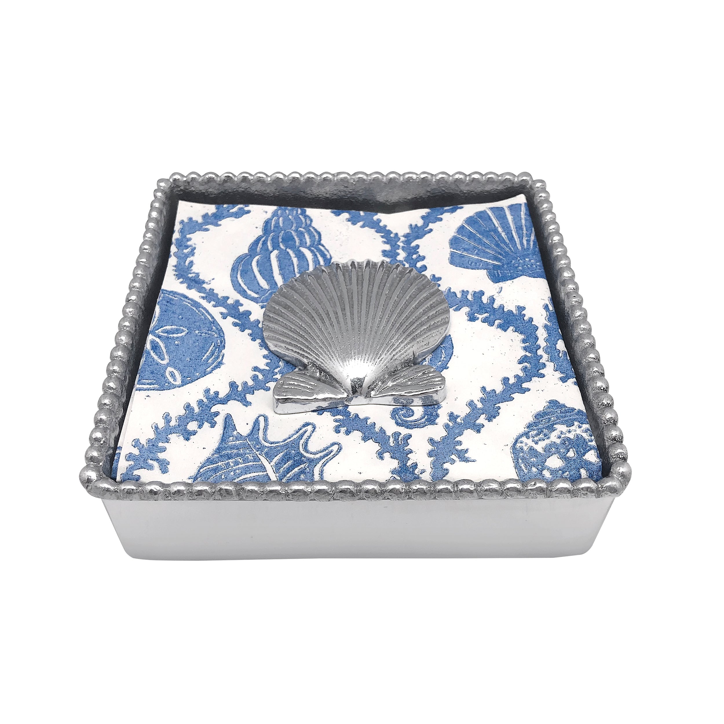 Scallop Shell Beaded Napkin Box Table Linens Mariposa   