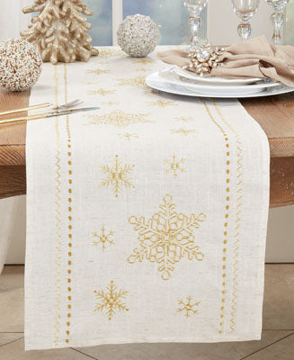 Embroidered Snowflakes Runner