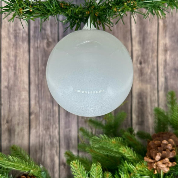 Shiny White Glass Ball Ornament