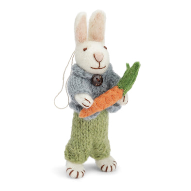 Felt Small White Bunny with Carrot