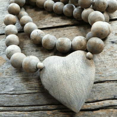 Wooden Beads with Heart/Cross