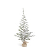 Flocked Pine Tree In Burlap Sack Holiday Decor K&K   