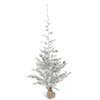 Flocked Pine Tree In Burlap Sack Holiday Decor K&K   