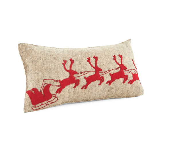 Red Reindeer Christmas Pillow