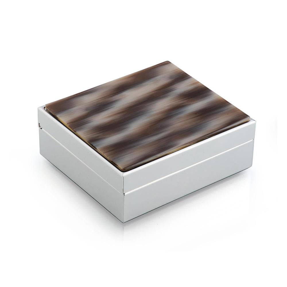 Enamel with Silver Trim Trinket Box Home Decor Addison Ross Horn  