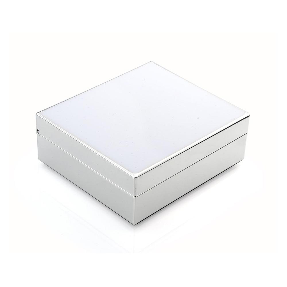 Enamel with Silver Trim Trinket Box Home Decor Addison Ross White  