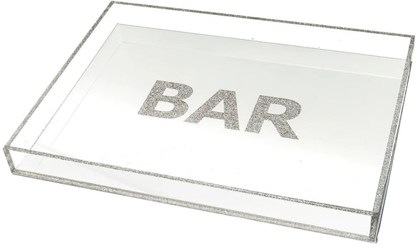 Bar Tray w/silver glitter