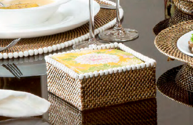 Cocktail Napkin Holder with White Beads Table Linens Calaisio   