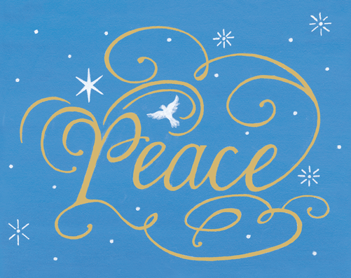 Peace And Dove Calligraphy Christmas Card