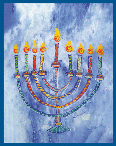 Festive Menorah Hanukkah Card