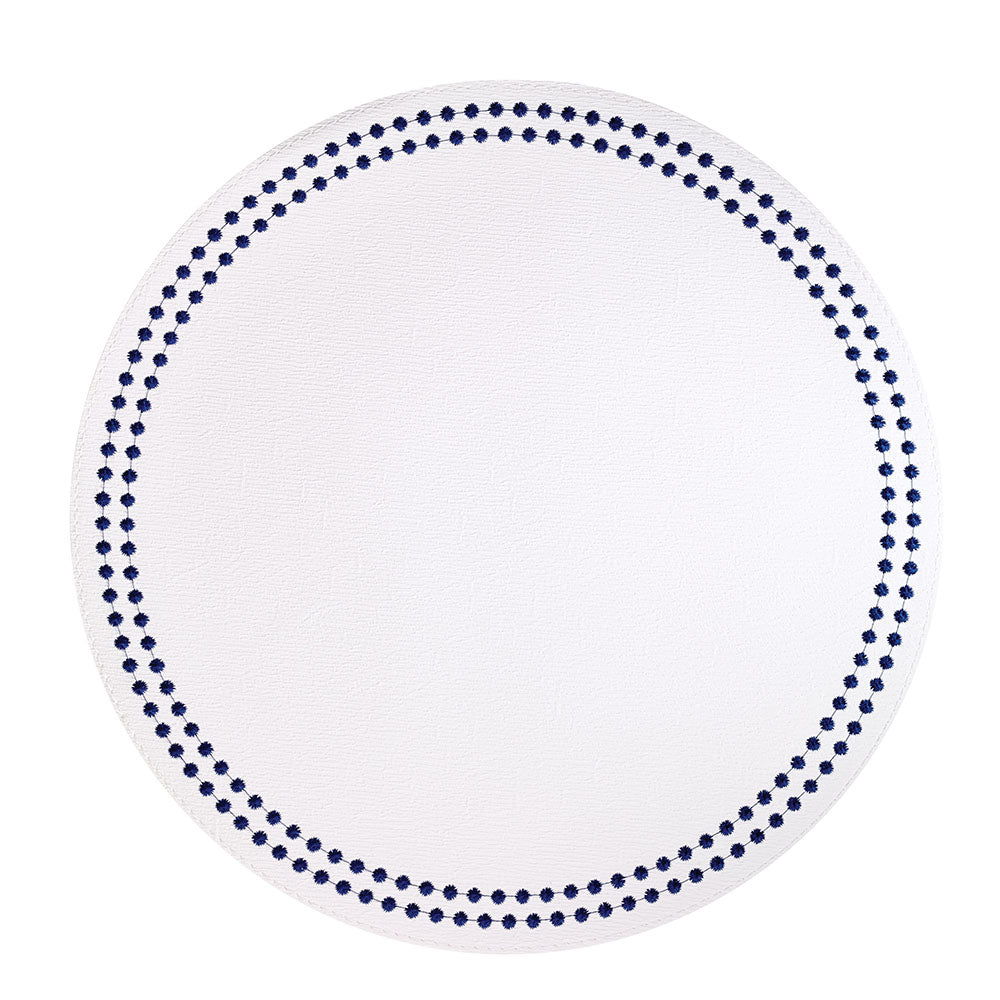 Pearls Placemats Table Linens Bodrum Pure White/Navy  