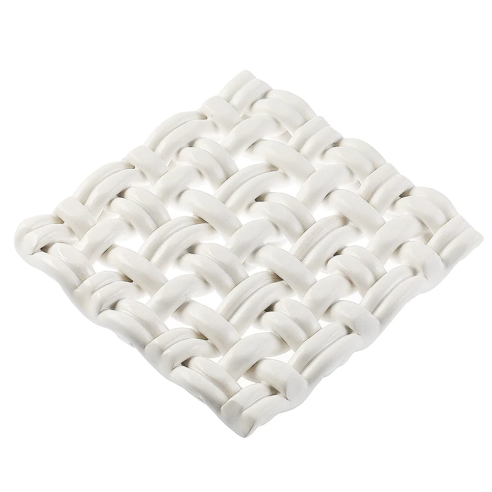 Woven Square Trivet Tabletop Skyros Matte White  