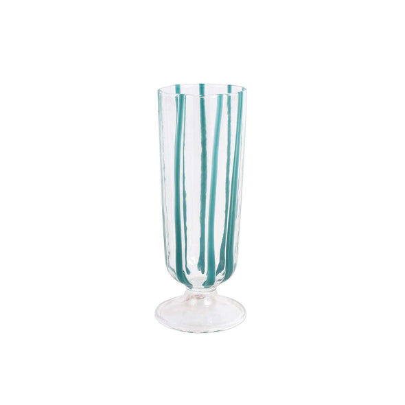 Nuovo Stripe Teal Champagne Glass Tabletop Vietri   