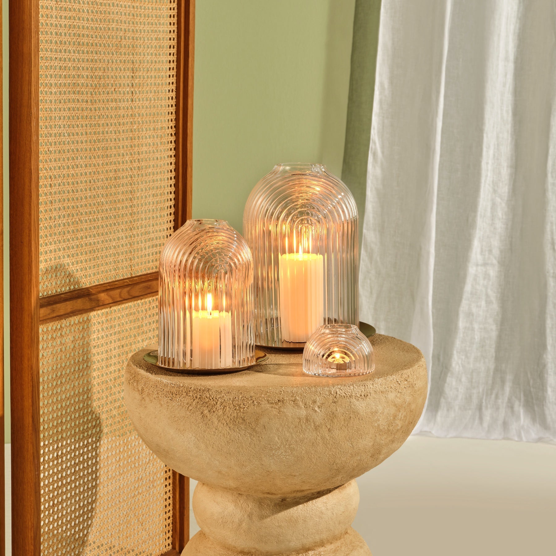 Ilo Candle Holders Home Decor Nude Glass   