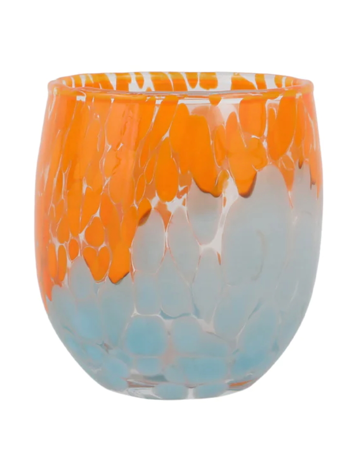 Nuvola Double Old Fashioned Drinkware/Barware Vietri Orange and Light Blue  