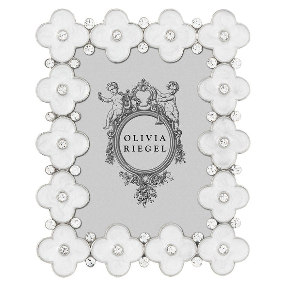 White Enamel Clover Frame Picture Frames Olivia Riegel   