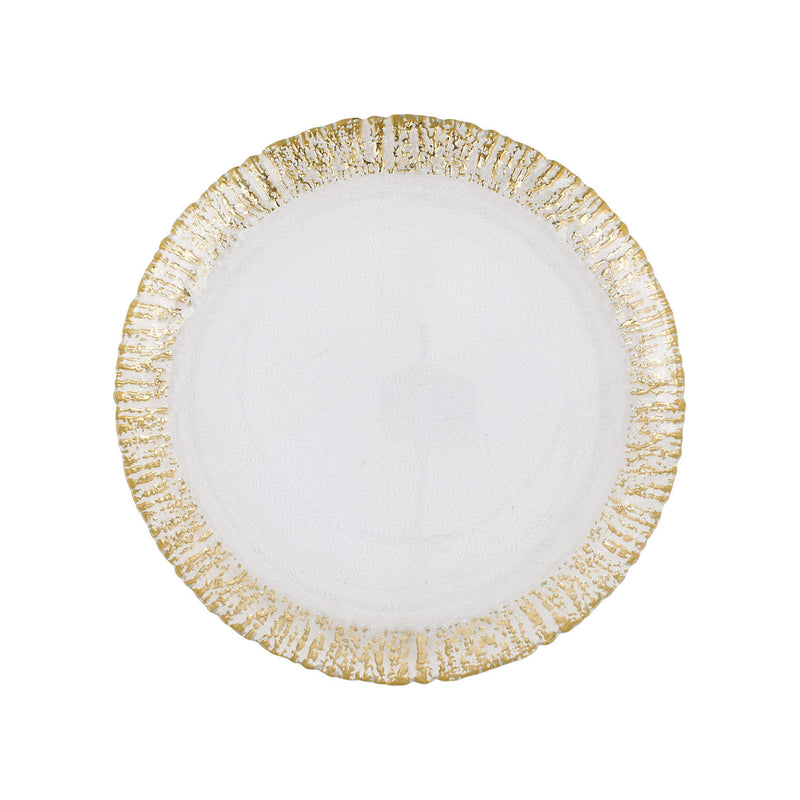 Rufolo Glass Gold Dinner Plate Tabletop Vietri   