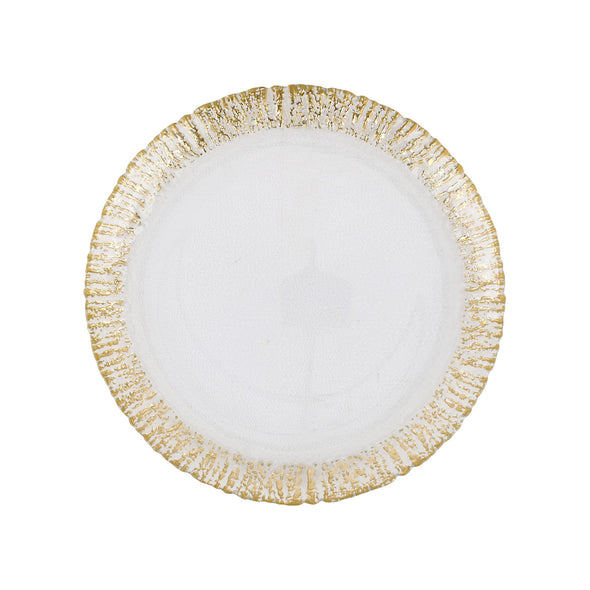 Rufolo Glass Gold Dinner Plate Tabletop Vietri   